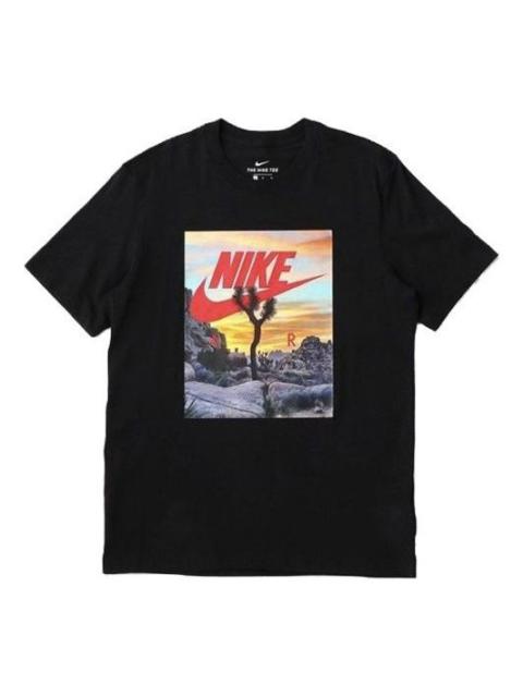 Nike Nike Sportswear Printing Round Neck Short Sleeve Black DH0053-010