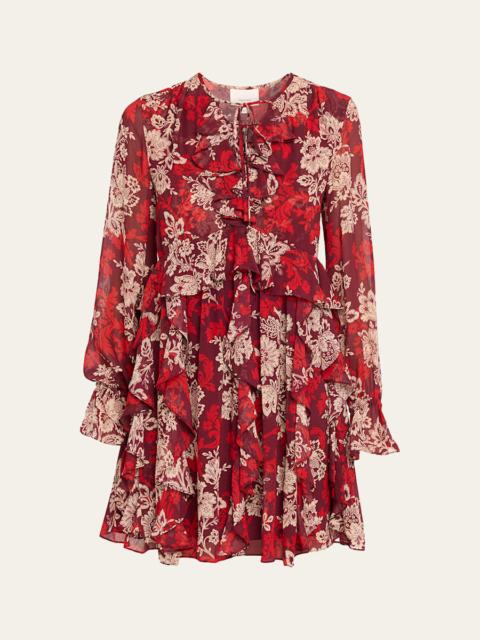 Cinq à Sept Long-Sleeve Gilded Paisley Mini Dress