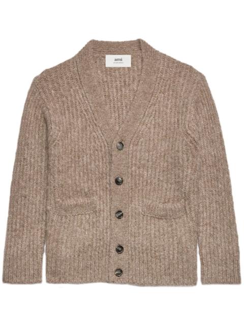 AMI Paris V-neck rib-knit cardigan