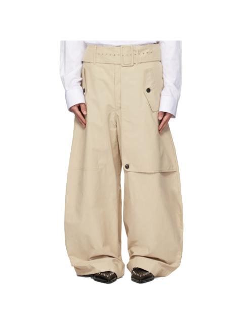 EGONLAB Beige Belted Trench Trousers.