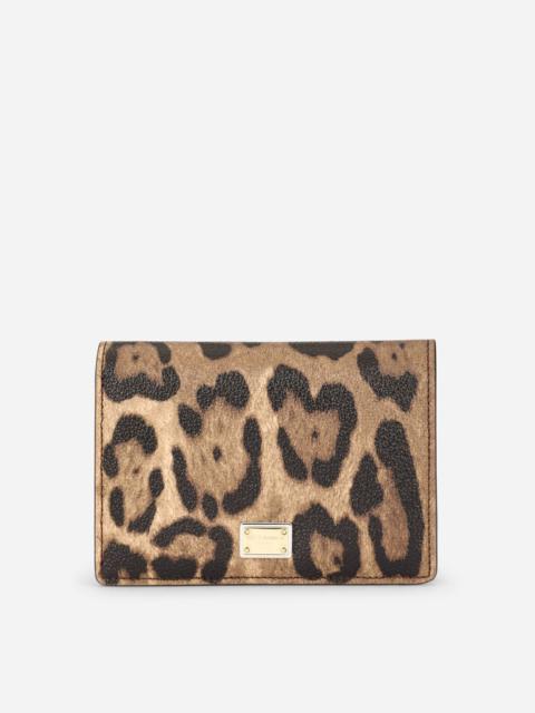 Dolce & Gabbana Leopard-print Crespo zip-around wallet with branded plate