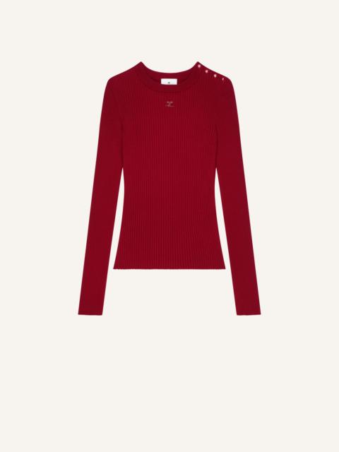 courrèges SHOULDER SNAPS RIB KNIT SWEATER