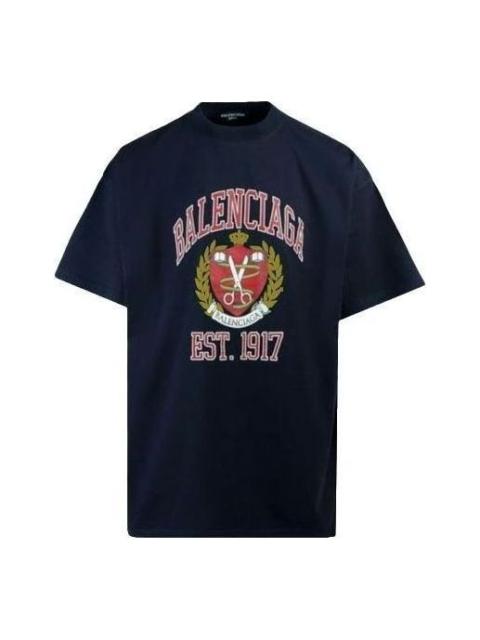 BALENCIAGA Balenciaga Est. 1917 College Logo Print Cotton T-Shirt 'Black' 676589TLV898067