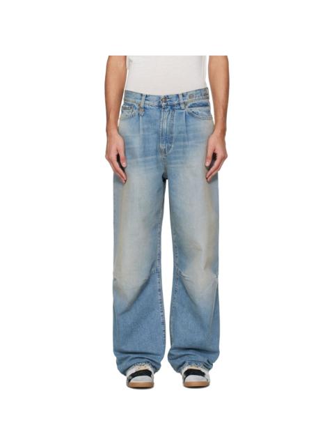 R13 Blue Wayne Articulated Knee Jeans