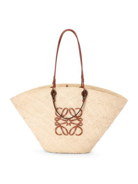 Large Anagram Basket bag in iraca palm and calfskin