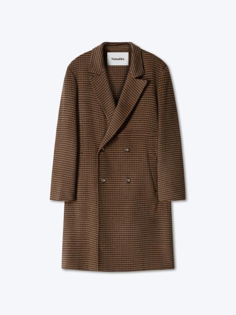 Nanushka BAYL - Checked wool and silk-blend car coat - Rust gray