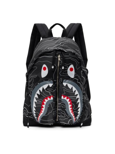 A BATHING APE® Black Layered Line Camo Shark Backpack