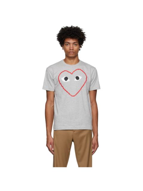 Comme des Garçons PLAY Grey Outline Heart T-Shirt