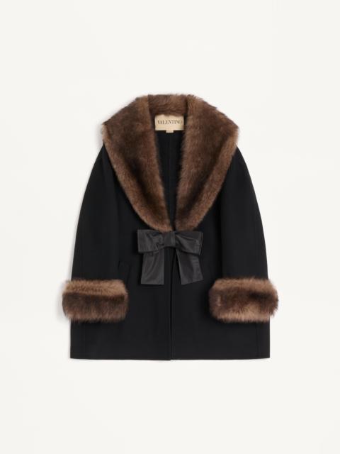 Valentino COMPACT DRAP CABAN WITH SHEARLING