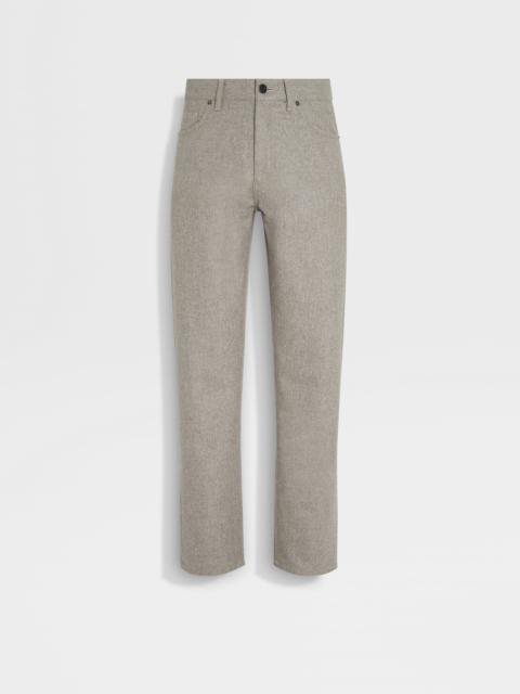 ZEGNA LIGHT TAUPE WOOL AND CASHMERE ROCCIA PANTS