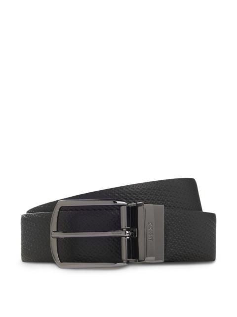 BOSS REVERSIBLE LEATHER BUSINESS BELT WITH LOGO KEEPER