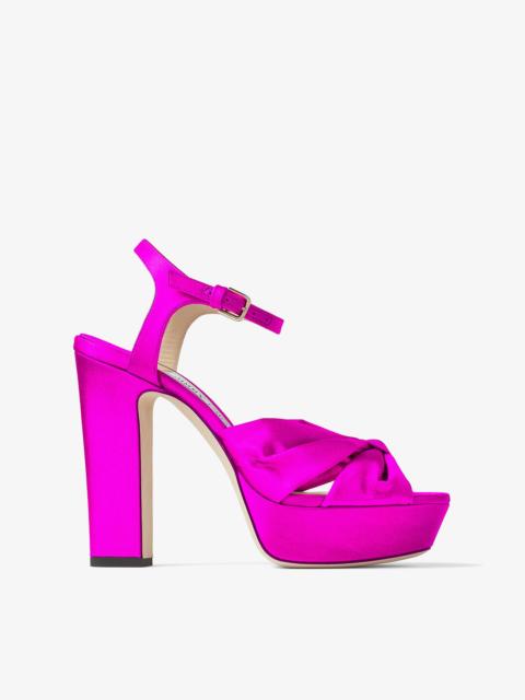 JIMMY CHOO Heloise 120 Fuchsia Satin Platform Sandal