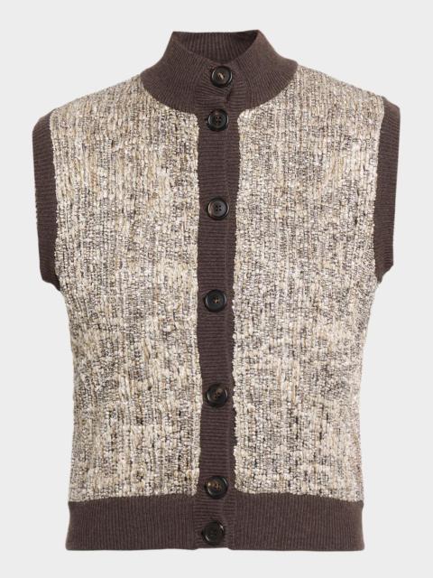 Brunello Cucinelli Couture Metallic Knit Sleeveless Sweater