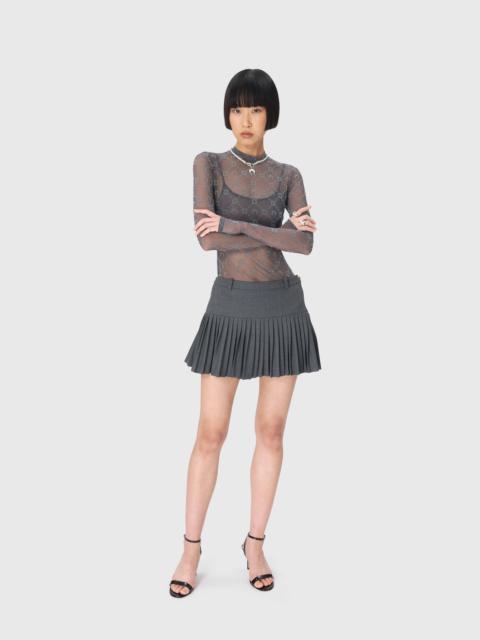 Moonogram Mesh Flock Second Skin Highneck Top