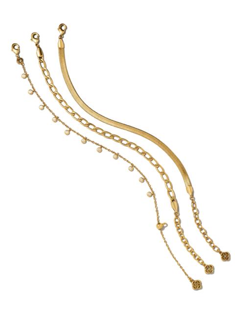 KENDRA SCOTT Kassie Set of 3 Chain Bracelets in Vintage Gold