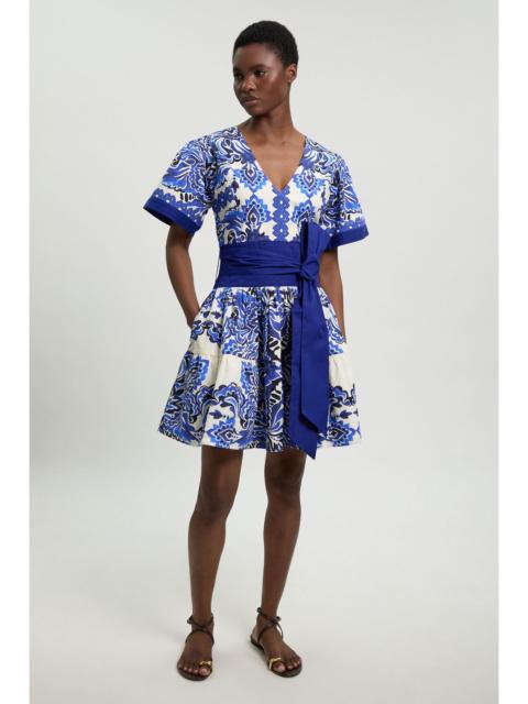 KAREN MILLEN Tile Print Cotton Poplin Mini Dress