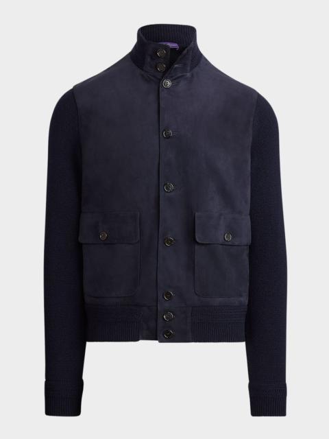 Ralph Lauren Men's Suede-Front Cashmere Cardigan