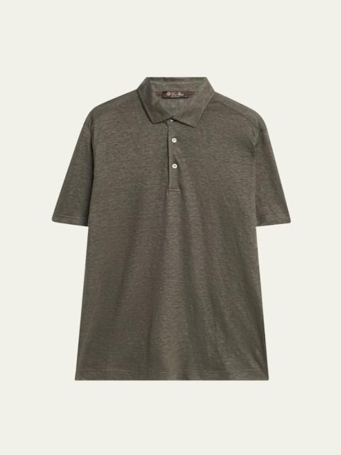 Loro Piana Men's Linen Jersey Dublon Polo Shirt