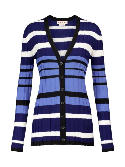 Marni Striped ribbed-knit wool cardigan