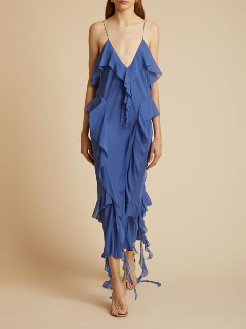 KHAITE The Pim Dress in Blue Iris