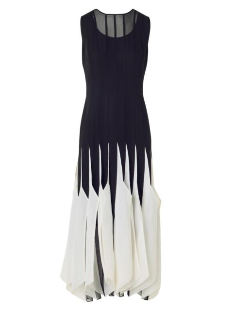 AKRIS Women's High Plains Silk Organza Midi-Dress - Black Ecru