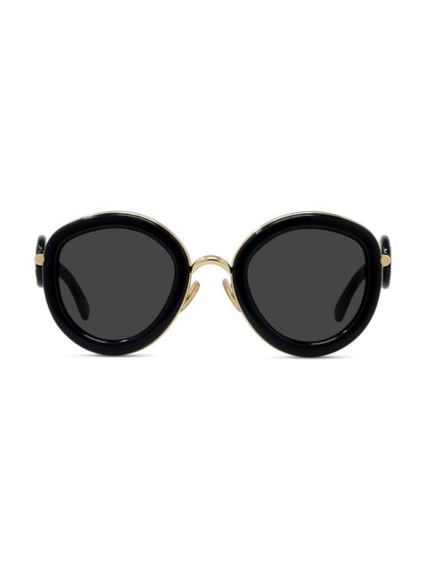 Loewe Men's Metal Round 49MM Sunglasses - Shiny Black Smoke