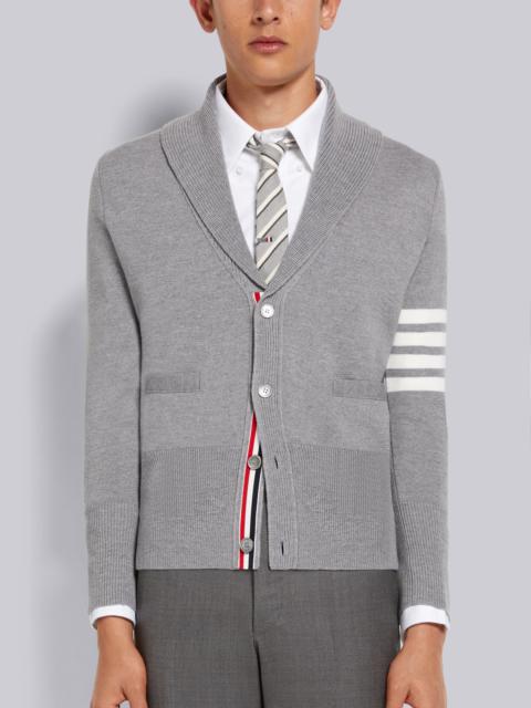 Light Grey Milano Stitch Merino Wool 4-Bar Shawl Collar Cardigan