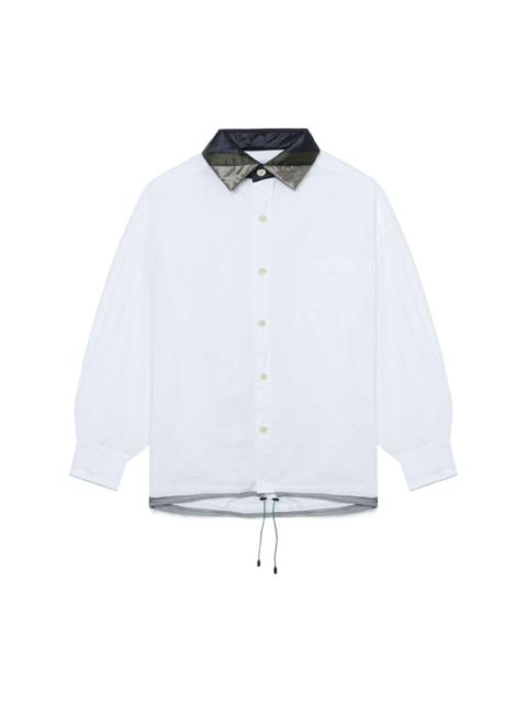 striped-collar cotton shirt