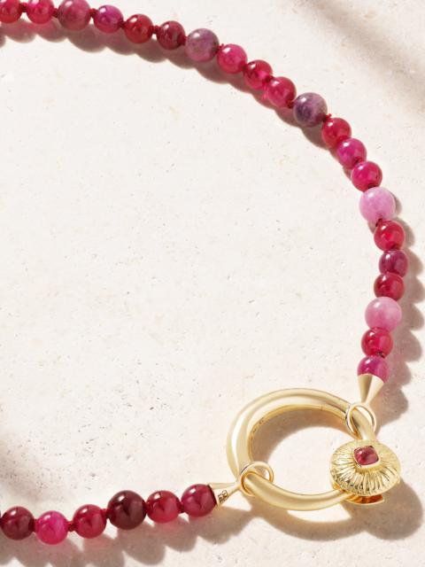 MARLA AARON Flower Musgrave Lock 14-karat Gold, Ruby And Spinel Necklace
