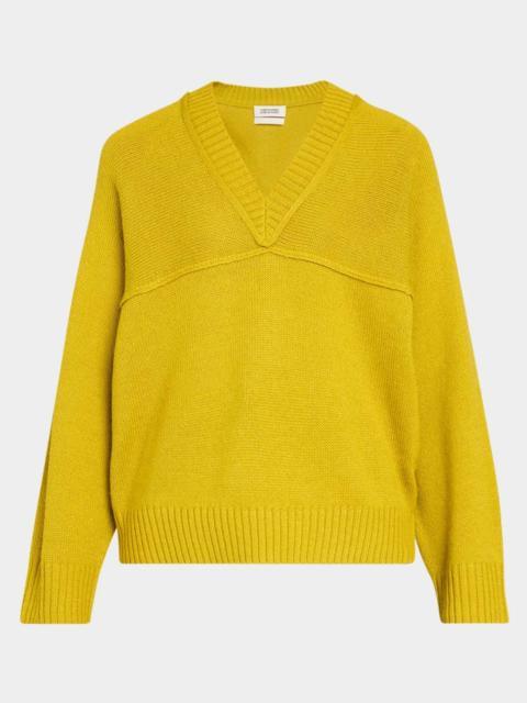 CHRISTOPHER JOHN ROGERS Alpaca-Blend Yoke Oversized V-Neck Sweater