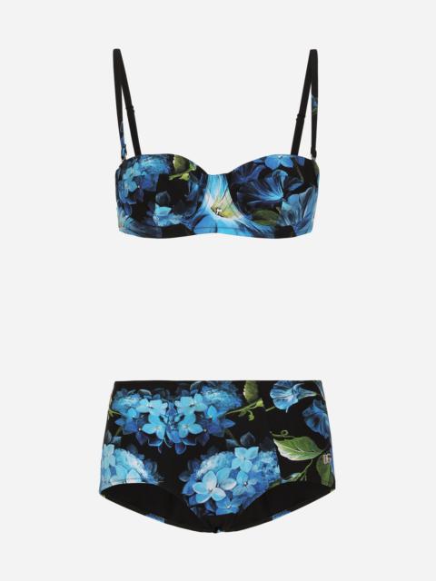 Dolce & Gabbana Bluebell-print balconette bikini with high-waisted bikini bottoms