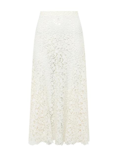 GABRIELA HEARST Patterson Skirt in Ivory Floral Cashmere Lace