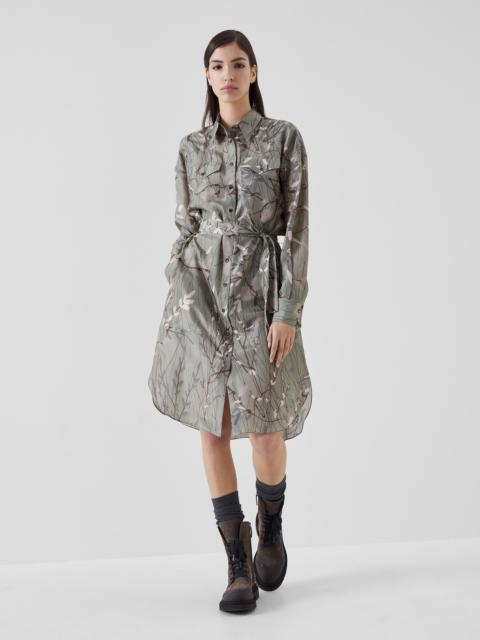 Brunello Cucinelli Ramage print silk pongee shirt dress