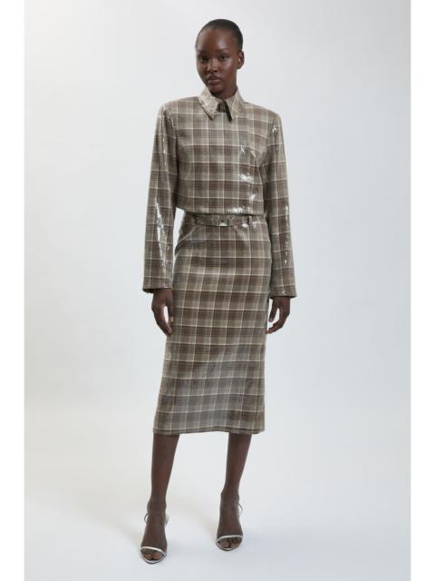 KAREN MILLEN Sequin Tailored Belted Midi Skirt