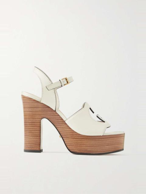 GUCCI Cutout leather platform sandals