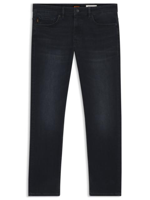 BOSS DELAWARE SLIM-FIT JEANS IN BLUE-BLACK SOFT-MOTION DENIM