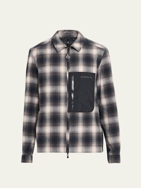 Moncler Grenoble Men's Plaid Mixed-Media Jacket
