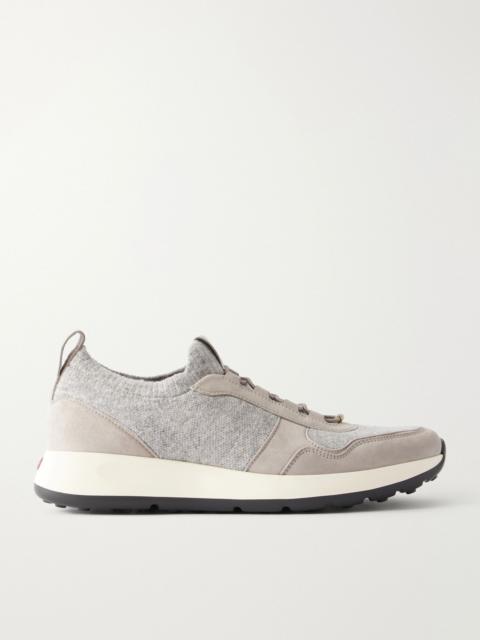 Tod's Suede-trimmed sneakers Gray