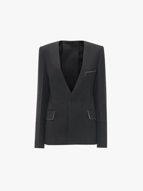 Victoria Beckham Shrunken Collarless Jacket In Charcoal