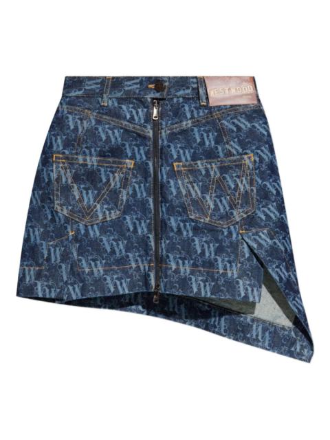Vivienne Westwood logo-pattern asymmetric mini skirt