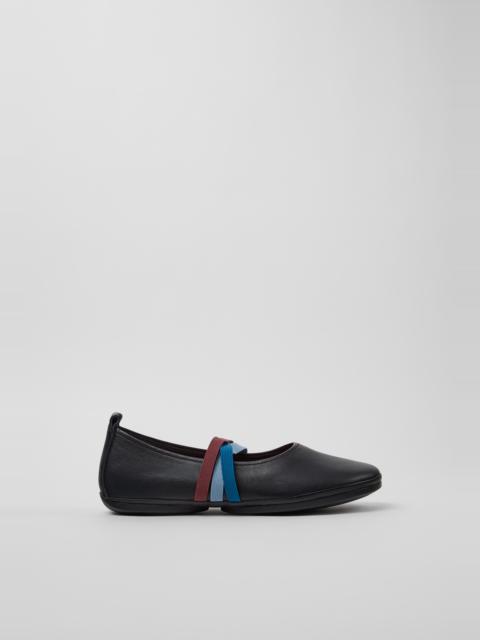 CAMPER Twins Black Leather Ballerinas for Women.