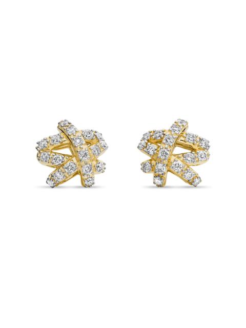 DAVID YURMAN Women's Pavé Crossover Stud Earrings in 18K Yellow Gold with Diamonds, 9MM - Diamond