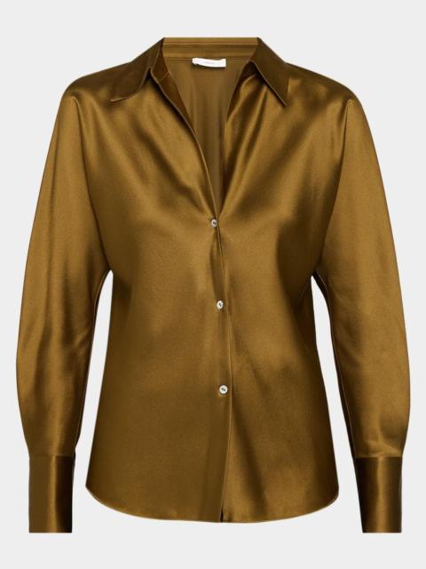 Vince Bias Silk Long-Sleeve Blouse