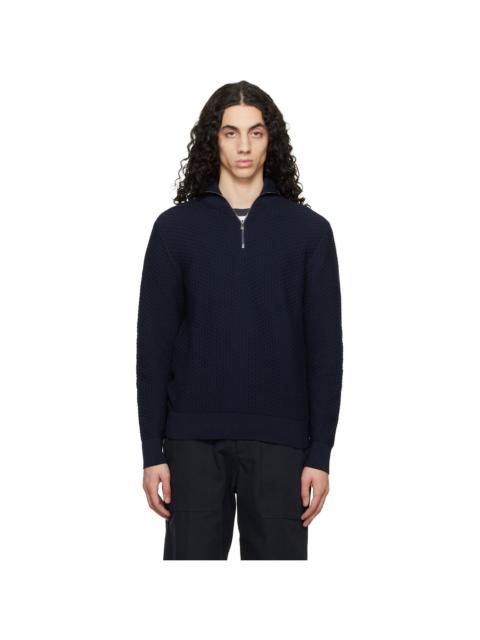 BOSS Navy Quarter-Zip Cotton Track Jacket