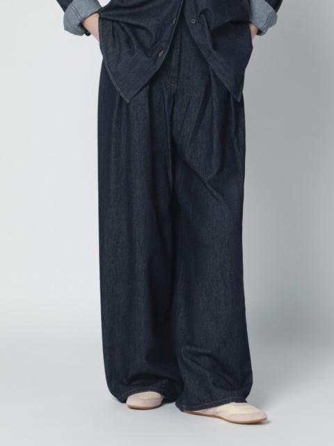 Dries Van Noten Indigo denim wide-leg trousers with pleats