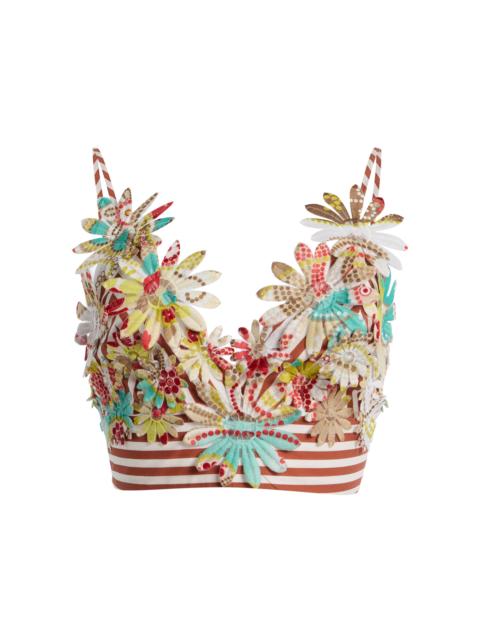 SILVIA TCHERASSI Ibbie Floral-Embellished Cotton Crop Top multi