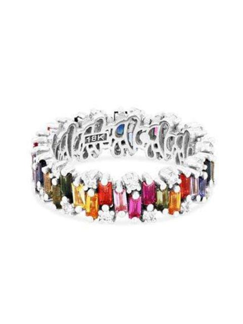 SUZANNE KALAN Alaia Rainbow Sapphire Eternity Band - White Gold