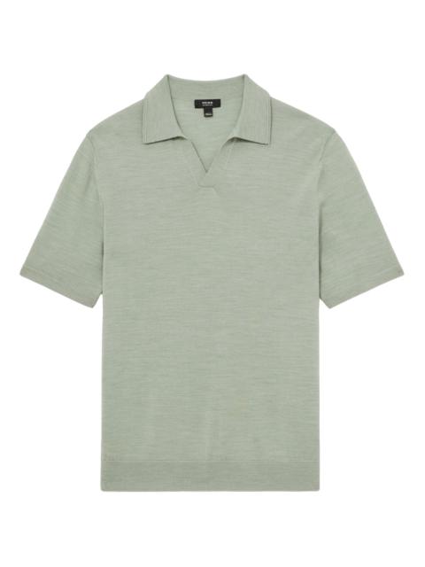REISS Men's Duchie Merino Wool Shirt - Sage Green Melange