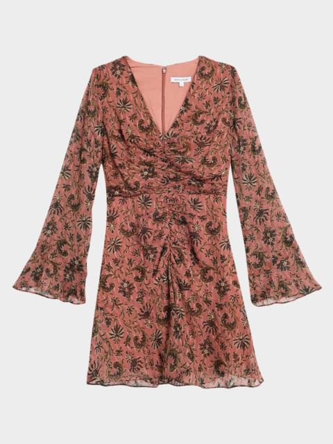 VERONICA BEARD Beaty Long-Sleeve Ruched Mini Dress