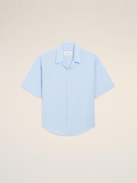 AMI Paris BLUE COTTON SHORT SLEEVE AMI DE COEUR BOXY SHIRT